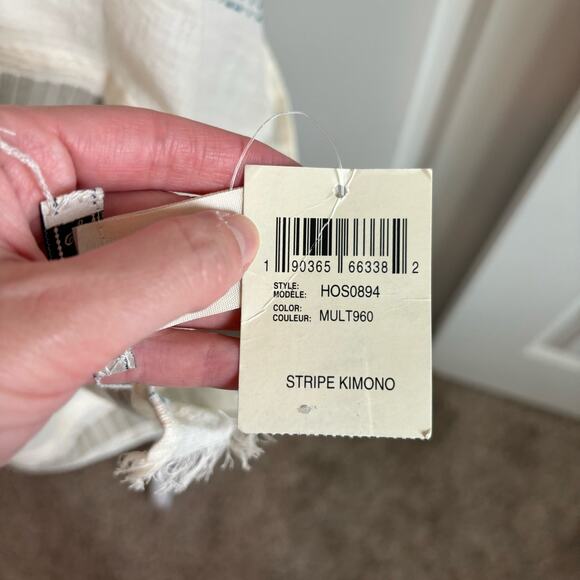 NWT Lucky Brand Striped Cotton Kimono Wrap Boho Western - Picture 4 of 4